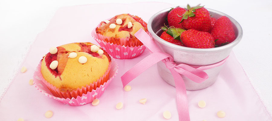 Muffin fragole e cioccolato bianco