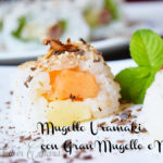 Sushi di melone con Gran Mugello, miele e cioccolato amaro