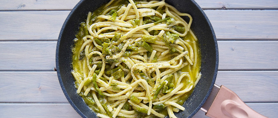 Pasta cacio, pepe e asparagi