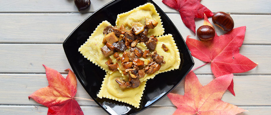 Ravioli di castagne del Mugello con funghi