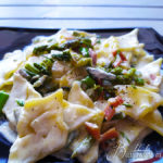 Pasta asparagi e speck croccante