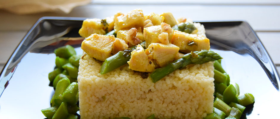 Cous cous con asparagi e pollo allo zafferano