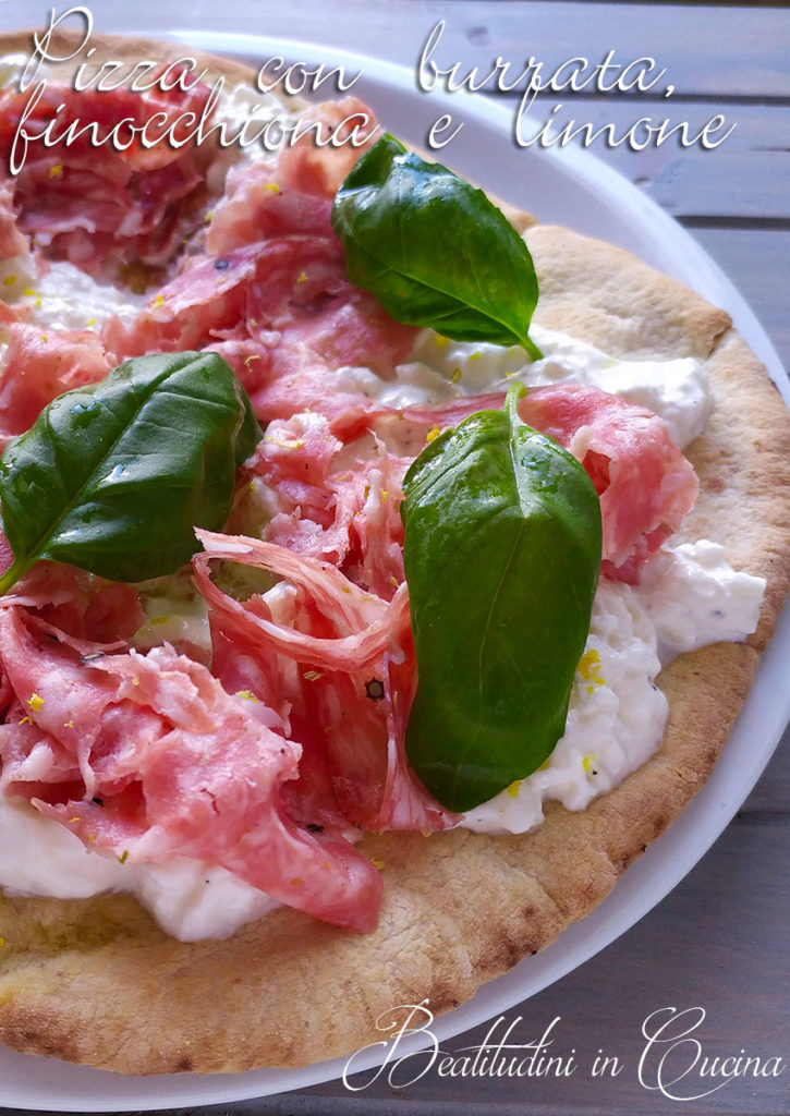 Pizza con burrata, finocchiona e limone