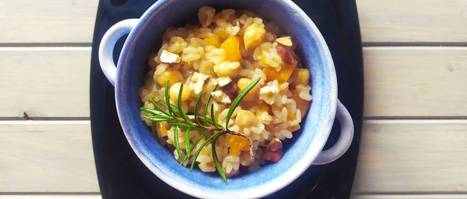 Risotto zucca e ceci al profumo rosmarino