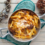 Pasta con zucca, funghi e provola affumicata