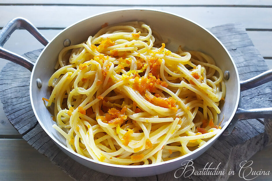 spaghetti con bottarga e limone
