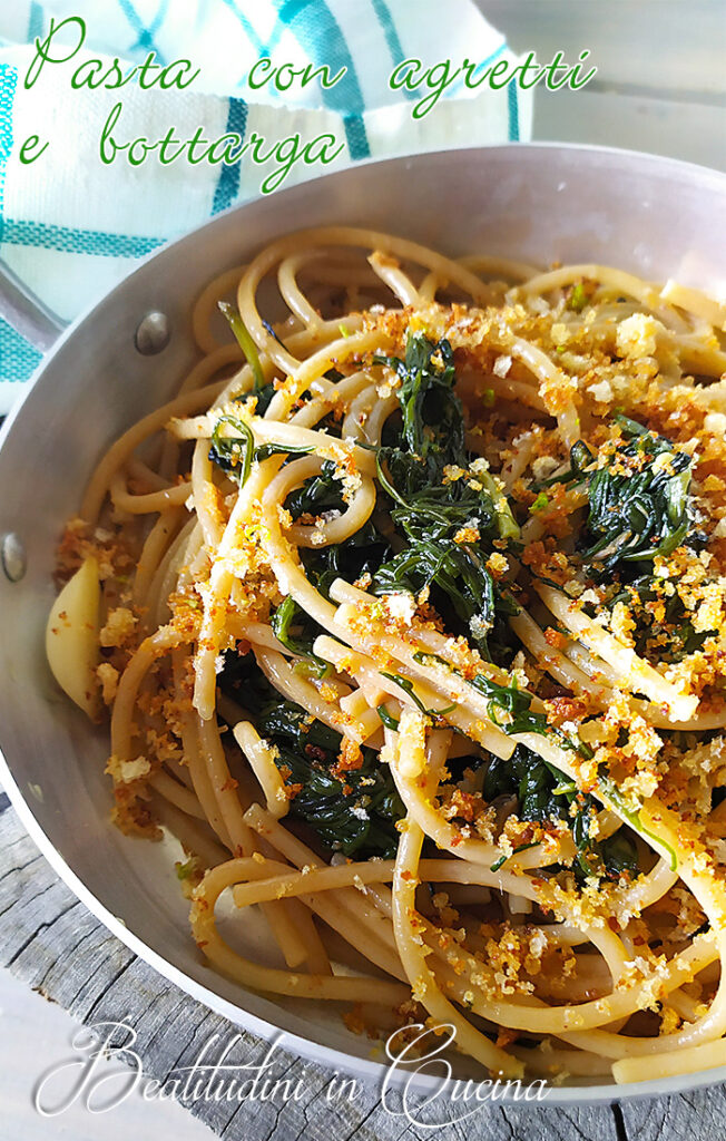 Pasta con agretti e bottarga