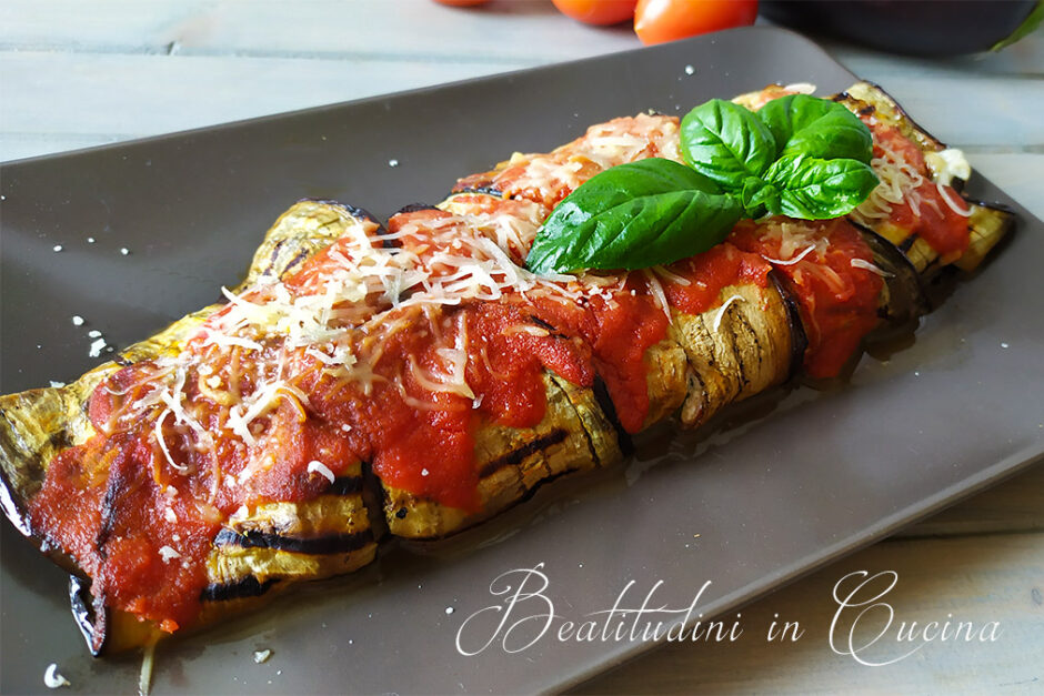 Rotolo di melanzane con prosciutto cotto e ricotta